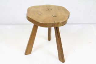 Elm seated Rustic Stool, 30cm high x 28cm wide