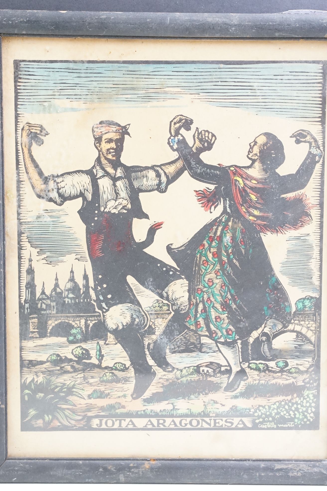 Juan Castells Marti, circa 1940’s, pair of Woodblock Prints of Spanish Dancers titled (Bolero - Image 6 of 10