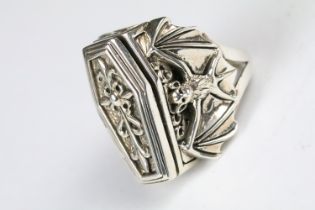 Silver Gothic style Skeleton Ring