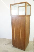 Mid century Square Display Cabinet, the top with glazed panels to all sides and top, raised on a