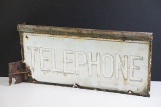 Vintage ' Telephone ' double-sided rectangular metal sign, approx 56cm x 26cm