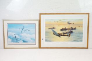 Two Robert Taylor signed aviation prints to include ' Hurricane ' (signed by Bob Stanford Tuck), and