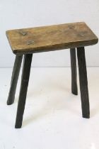 Antique Elm Stool on four chamfered legs, 46cm high x 40cm long