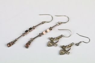 Two Pairs of ‘ Juhls Kautokeino of Norway ‘ Silver Earrings from the Tundra collection