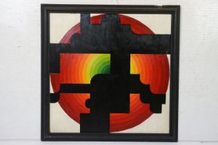 20th century Oil on Board, modern school Geometric Abstract Design Composition, 59.5cm x 59.5cm