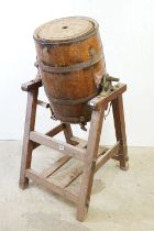 Early 20th century ' Bamber & Co of Preston ' Metal Bound Coopered Oak Butter Churn held on a stand,