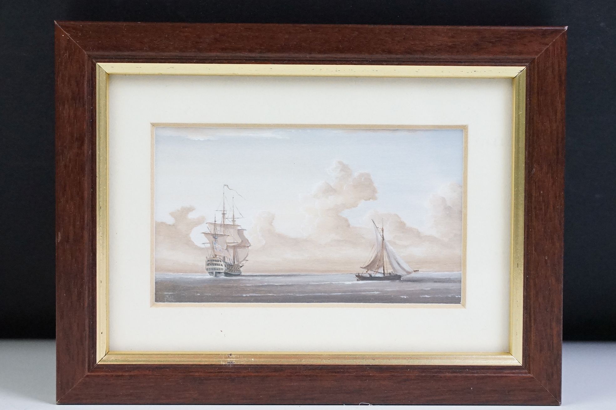 Philip Hanton, Cutter, running with the evening tide, oil on ivorine, label verso, 9.25 x 5.25cm, - Image 9 of 10