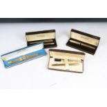 Three boxed pens / pen sets to include a Sheaffer rolled gold fountain pen (with 14ct gold nib),