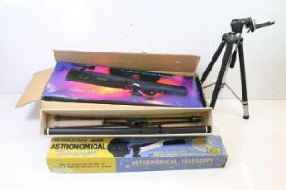 Simmons 450 Power / 4.5" Newtonian Reflector Telescope (boxed), together with a Charles Frank Junior