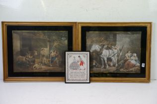 Two 19th Century coloured lithograph prints to include ' the Carriers Stable ' and ' The cowherd and