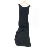 Hartnell of London - A black full length evening dress with side zip and pleating