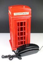 Painted wooden model telephone box housing a Dialatron Designer Telephone 2000. (Telephone box