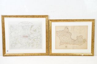 Two 19th Century hand coloured maps to include ' Fifteen Miles Round London' Published by H G