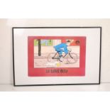 Advertising Poster - Tintin ‘ Le Lotus Bleu ‘ featuring Tintin riding a bicycle and Snowy running