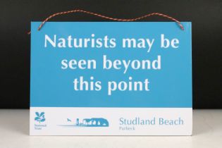 National Trust Studland Beach, Purbeck Naturist Sign - ' Naturists may be seen beyond this