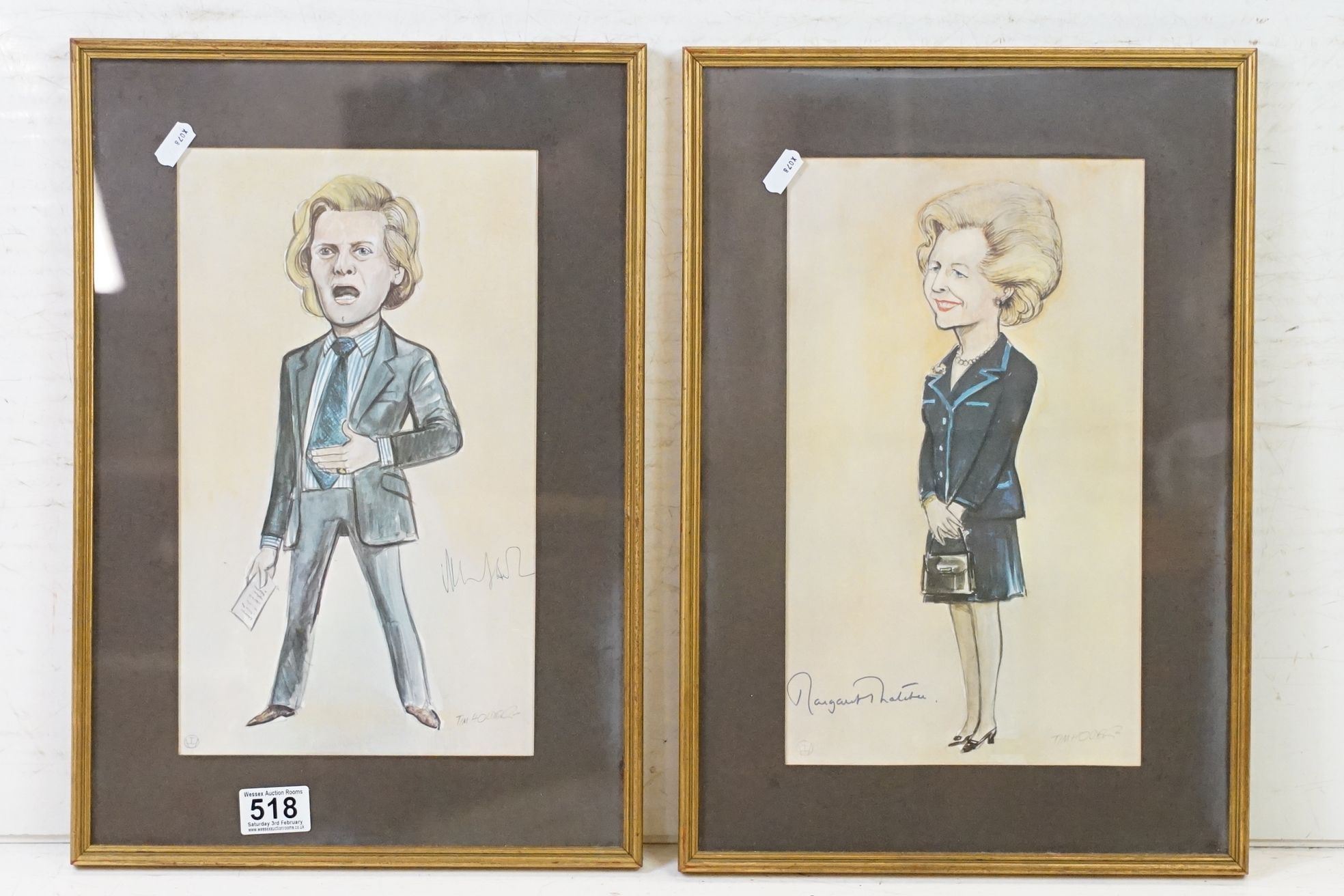 Two Tim Holder prints to include Margaret Thatcher (signed by Margaret Thatcher) and Michael