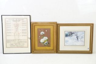 Limited edition William Russell Flint print featuring a woman skiing (341/850), together