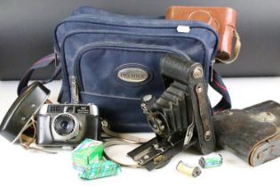 Group of cameras & accessories to include Minolta, Halina, Kodak,... featuring Minolta Auto Focus,