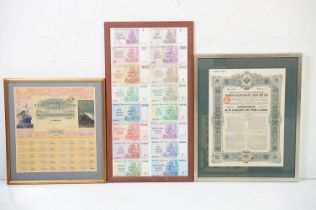 French certificate, Compagnie des Claridges Hotels 100 Francs, 1921, No. 068.765, 33 x 30.5cm, a