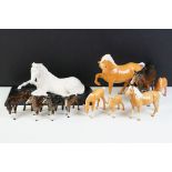 Collection of 10 Beswick porcelain horses to include five Palomino and five brown gloss examples (