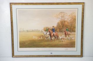 After Madeline Selfe, a limited edition print featuring the Duke of Beaufort with his hounds 1973,