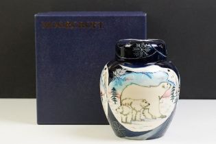 Moorcroft Arctic Tundra pattern ginger jar having tube lined decoration featuring polar bears in