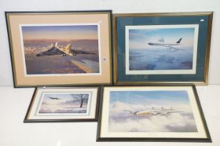 Four aviation related prints to include On Finals for Christmas Lancaster by Keith Woodcock,