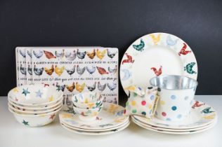 A collection of Emma Bridgewater ceramics to include two Polka Hen dinner plates, two Polka Star