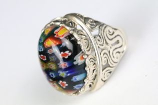 Silver Millefiori Ring