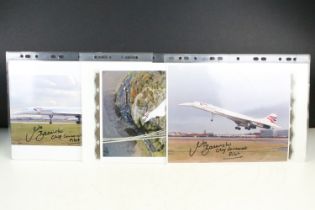 A collection of three hand signed Mike Bannister Concorde photographs.