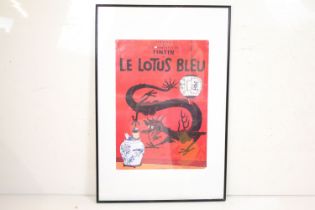 Advertising Poster - Herge, Les Aventures de Tintin ‘ Le Lotus Bleu ‘ featuring Tintin and Snowy