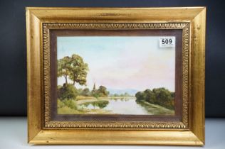 Ray Arthur, Oil on Canvas Early Morning View of the River Izonzo, 20cm x 30cm
