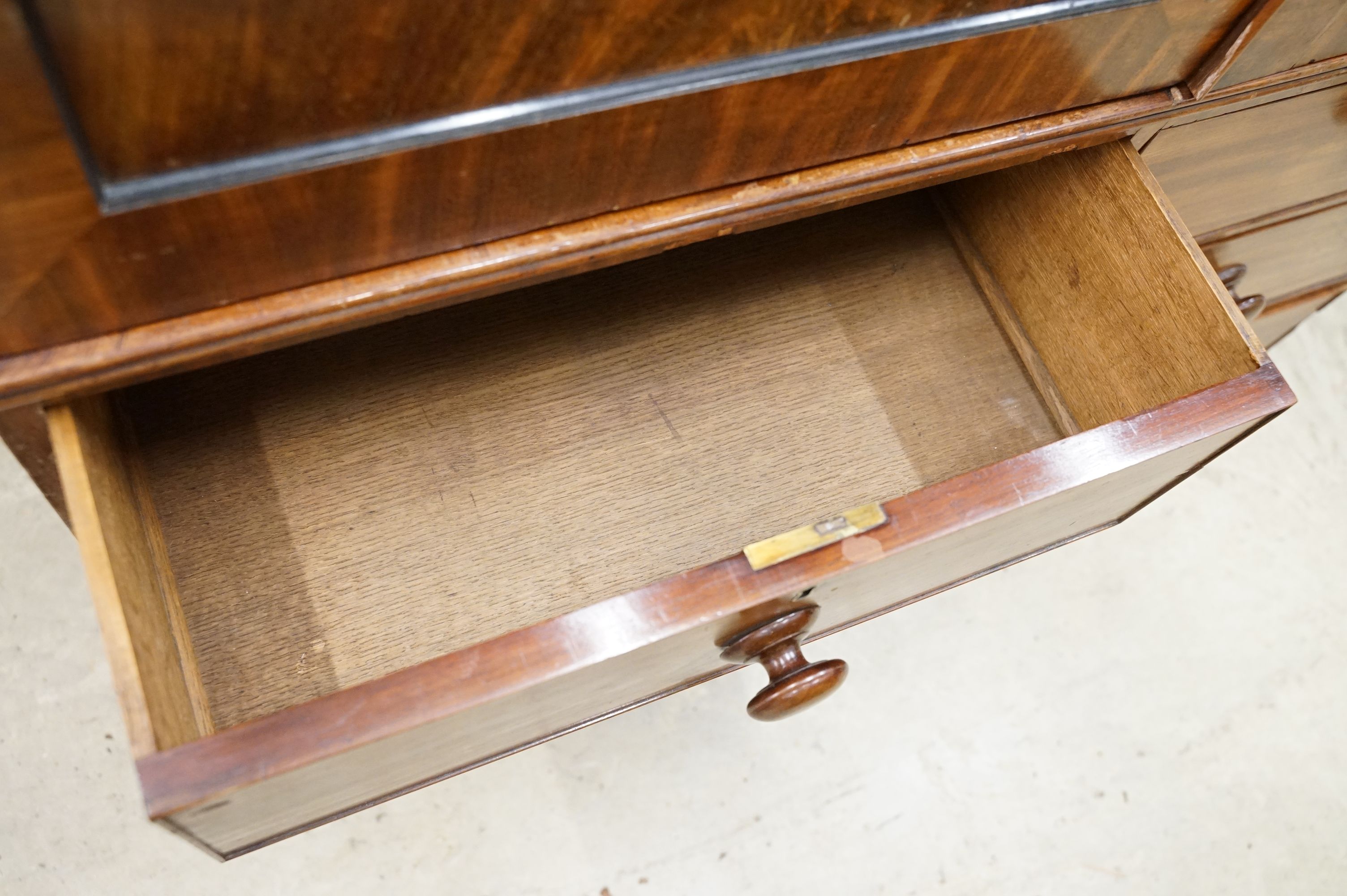 Early 19th century Mahogany Linen Press, the two panel doors opening to four tray slides, over two - Image 6 of 8