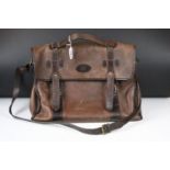 Mulberry leather travel bag with twin fastening strap, carry handle & shoulder strap, with tartan