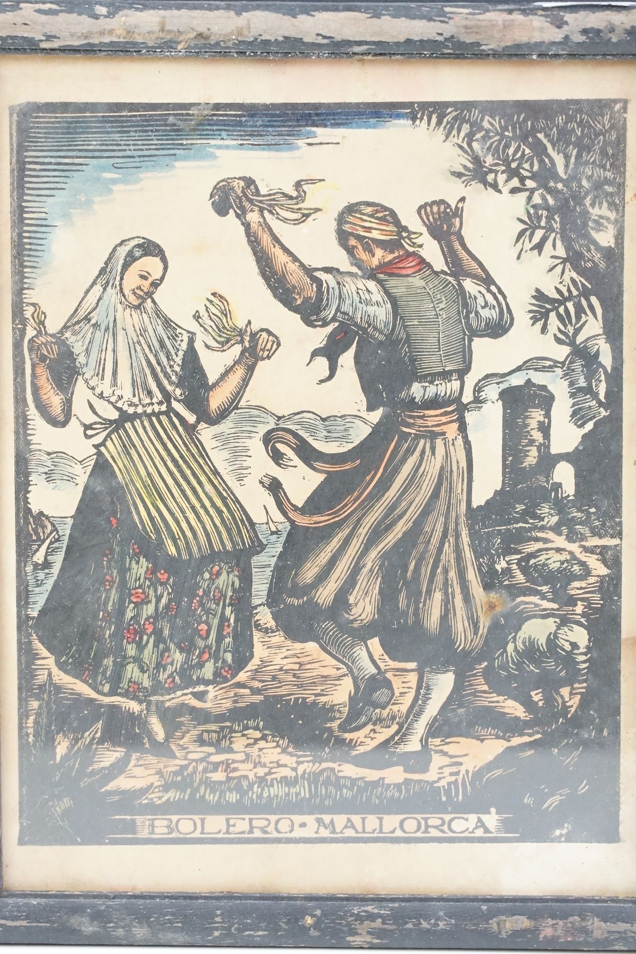 Juan Castells Marti, circa 1940’s, pair of Woodblock Prints of Spanish Dancers titled (Bolero - Image 2 of 10