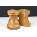 Pair of Hardwood Bookends of Capstan form, possibly Lignum Vitae, 18cm high