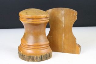 Pair of Hardwood Bookends of Capstan form, possibly Lignum Vitae, 18cm high