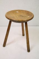 Victorian Fruitwood Rustic Stool with dished seat, 36cm high x 32cm diameter