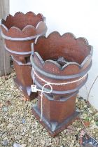 Pair of terracotta chimney pots of typical form, measure approx 78cm high