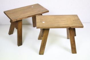 Pair of Pine Trestle type Stools, each 38cm high x 51cm wide