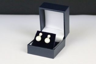 Pair of Silver Opal and Freshwater Pearl Stud Earrings