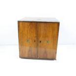 19th century Mahogany Campaign style Collector's Cabinet or Chest, the two panel doors opening to