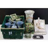 Collection of Wedgwood Jasperware, 20 pieces, to include vases, trinket boxes, pin dishes, storage