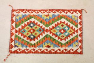 Hand Knotted Woollen Chobi Kilim rug, 90cm x 56cm