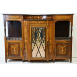 Victorian Rosewood and Satinwood Inlaid Breakfront Chiffonier Base with central glazed cupboard