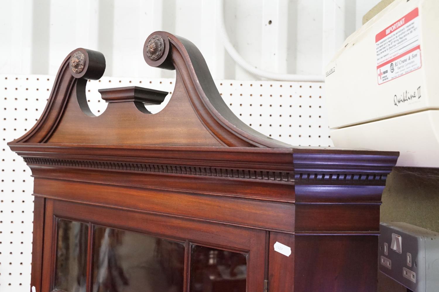 Mahogany Corner Cabinet in the George III Manner, the upper section broken swan neck pediment and - Image 2 of 6