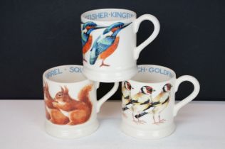 A collection of three Emma Bridgewater litho 1/2 pint mugs to include Red Squirrel, Kingfisher and