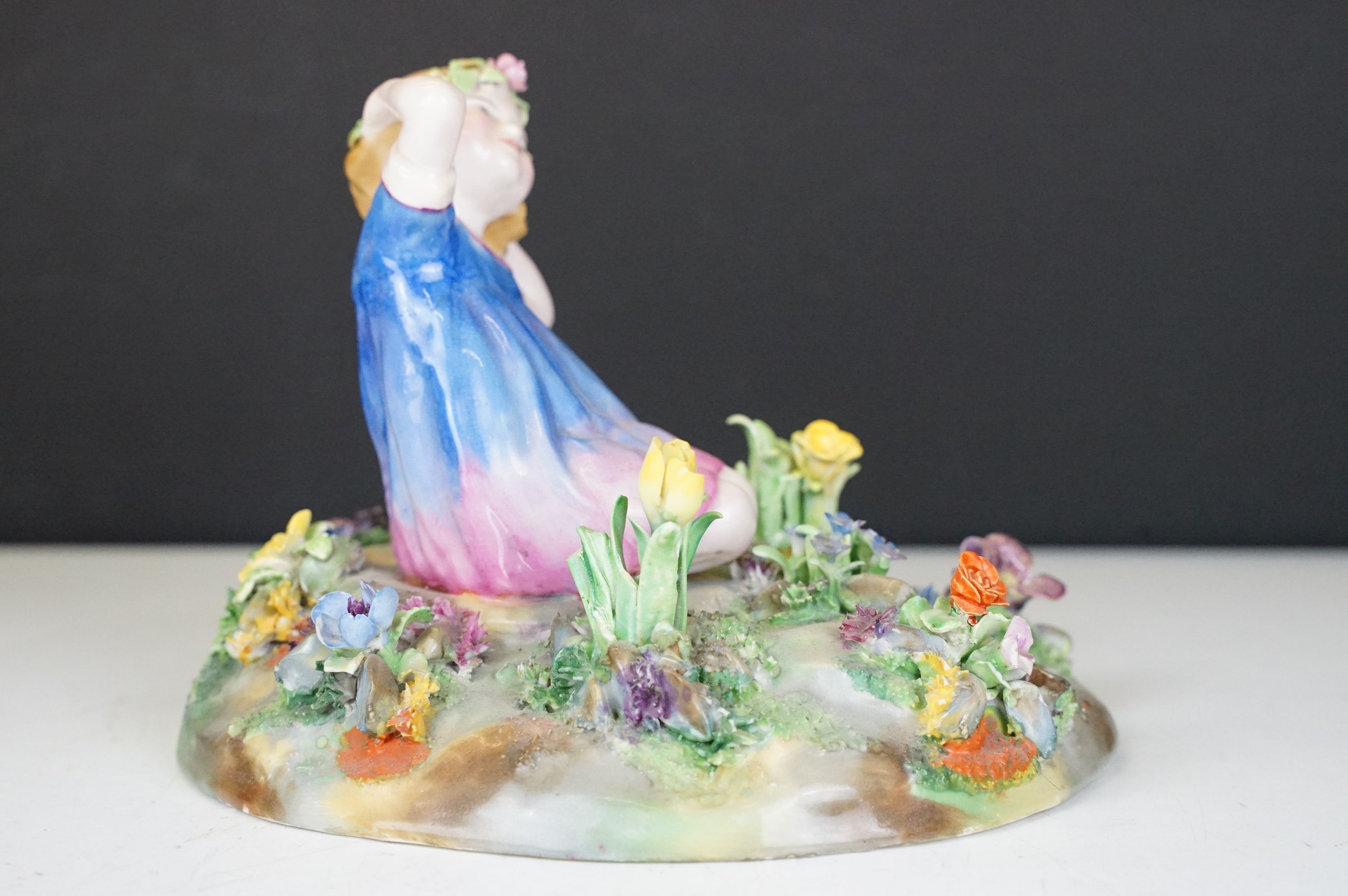 Group of four ceramic figures to include a Crown Staffordshire floral encrusted figure of a girl - Image 3 of 16