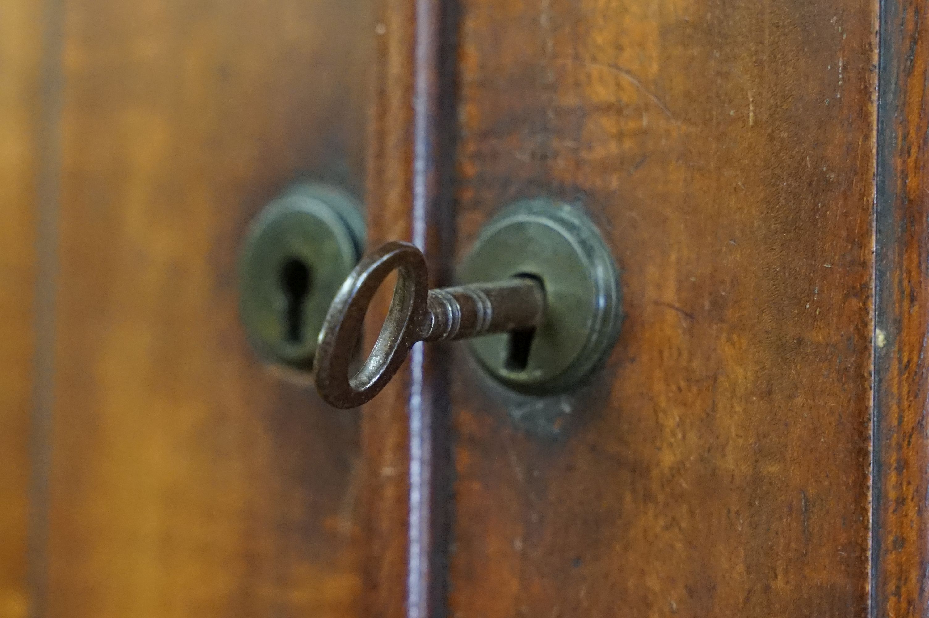 19th century Mahogany Linen Press, the two upper panel doors opening to four pull-out linen - Image 4 of 10