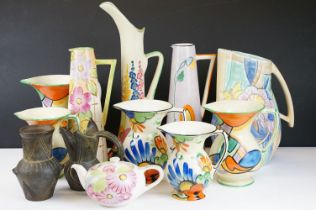 Collection of nine Art Deco / Art Deco style jugs to include 5 x Beswick Handcraft, a Beswick Ware